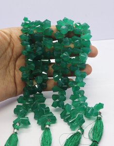 ลูกปัดหินออนิกซ์สีเขียวธรรมชาติทรงกรวยเหลี่ยมเพชรพลอย ลูกปัดหินออนิกซ์บริโอเล็ตคุณภาพสูง ลูกปัดหินออนิกซ์สีเขียวธรรมชาติคุณภาพสูง - Product Image 1