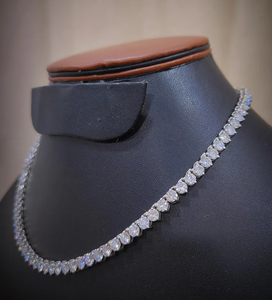 Moissanite <b>Choker</b> Necklace Round Brilliant Cut Prong Setting 925 <b>Silver</b> Women's Luxury Wedding Jewelry - Product Image 3