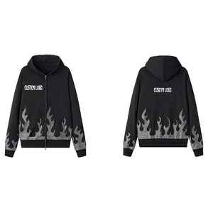 Créez votre propre sweat à capuche en molleton français 500 GSM avec impression DTG de pierres précieuses et strass, style hip-hop, effet usé, fermeture éclair, pour hommes. - Product Image 1