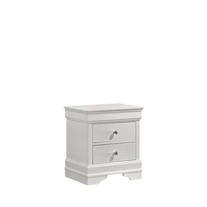 Table de chevet Blaze de style moderne à 2 tiroirs en bois fait main en blanc - Product Image 2
