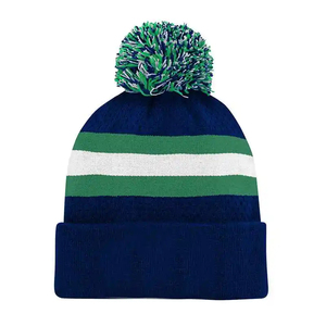 Custom Logo Adults Unisex Cotton Knitted Bobble Hat Hand Embroidery <b>Pom</b> <b>Pom</b> <b>Beanie</b> Hat Breathable Waterproof Winter - Product Image 4