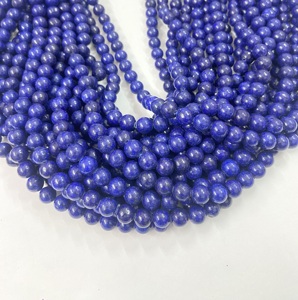 Perles rondes en Lapis Lazuli teintées en usine, pierres précieuses rares, brins de 15,5 pouces - Product Image 1