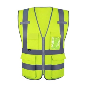 Chaleco DE SEGURIDAD frontal con cremallera de alta visibilidad para trabajos de construcción logotipo personalizado poliéster impermeable con tiras reflectantes - Product Image 1