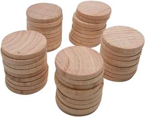 Tranches de bois naturel de 3 cm, rondes, non finies, pour projets artistiques et artisanaux, pièces de jeux de société, ornements, 10 par paquet - Product Image 1