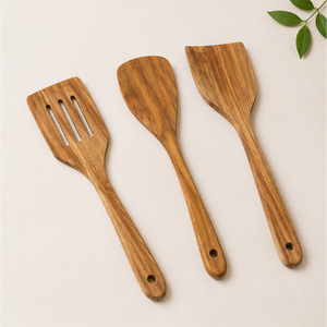 Juego de Cucharas de Cocina de Madera Natural, Espátula de Madera Premium y Espátula Ranurada, Utensilios de Cocina Antiadherentes para el Hogar y Restaurantes - Product Image 3