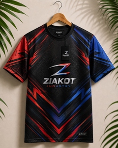 เสื้อยืด ZIAKOT รุ่นใหม่ ออกแบบสำหรับผู้ชาย สีฟ้าอ่อน-แดง-ขาว สำหรับออกกำลังกาย - Product Image 4