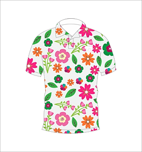 Camisa polo con estampado floral en blanco, rosa y naranja para hombre, camisa de golf informal de verano de manga corta - Product Image 1