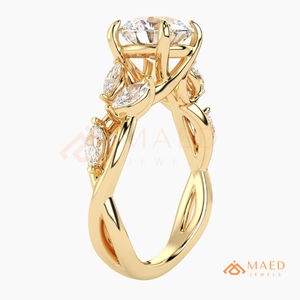 แหวนหมั้นทองคำขาว 14K ประดับเพชรโมอิสซาไนต์ทรงกลม ดีไซน์ใบไม้ แหวนแต่งงานสุดหรู เครื่องประดับเจ้าสาว สินค้ายอดนิยมจากสหรัฐอเมริกา ของขวัญสุดฮิต - Product Image 6