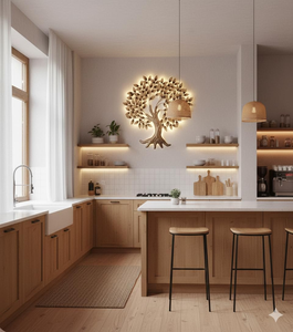 Durable Attractive Metal Big <b>Tree</b> Wall Art with <b>LED</b> <b>Light</b> Handcrafted Iron Wall Hanging for Living Room Bedroom Hall Office - Product Image 5