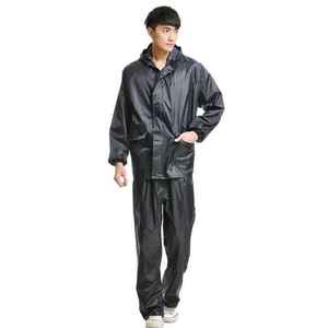 Men's Waterproof Rain Suit Hooded PVC <b>Raincoat</b> With Pants Outdoor Camping Wear Casual Adult Single-person RAINWEAR - Product Image 6