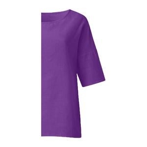 Camiseta de Manga Larga con Cuello Redondo y Bordado para Mujer, Talla Grande, 100% Algodón Orgánico, Transpirable, Ecológica, Casual, con Relieve - Product Image 5