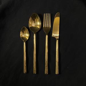 Gold PVD coated <b>Flatware</b> Set of 4 Cutlery Spoon Fork Knife Plain Hand Forged Handle New Design Restaurant Hotel And Home Use - Product Image 2