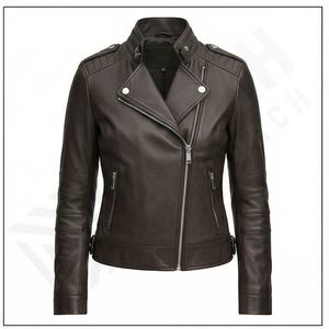 เสื้อแจ็คเก็ตหนังถักสำหรับผู้หญิง คอปกแบบใหม่ ระบายอากาศได้ดี แฟชั่นฤดูหนาว คุณภาพสูง รับผลิตตามแบบ สวมใส่สบาย บริการ OEM - Product Image 2