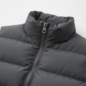 Wholesale Custom OEM Printed Fleece Puffer <b>Jacket</b> <b>Men</b> Casual Zipper Front Winter Stand Half Sleeves <b>Lightweight</b> Windproof - Product Image 5