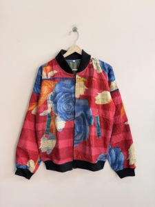 Veste bomber matelassée vintage Kantha faite à la main, style streetwear, fermeture éclair, veste d'hiver - Product Image 1