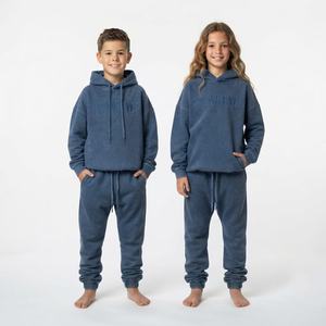 Conjunto de Sudadera con Capucha y Pantalones Jogger Oversize de Algodón con Hombros Caídos y Lavado Ácido para Niños, Colores de Moda - Fabricante de Ropa - Product Image 4