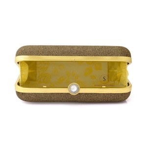Designer Handmade Women's Embroidered Shiny <b>Bronze</b> color <b>Clutch</b> Purse Evening <b>Clutch</b> <b>Bag</b> with Detachable Chain Strap for women - Product Image 4