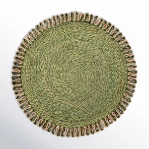Juego de 4 manteles individuales redondos de bambú hechos a mano, estilo bohemio, verdes, tejidos, de 400 mm de diámetro - Product Image 4