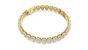 Bracelet tennis halo en or avec diamants taille émeraude, bracelet éternité en émeraude et diamant de laboratoire, bijoux de luxe en diamant pour femme - Product Image 6