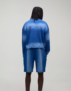 New Men Boxy Leisure Full Sleeves Sweatshirt and Shorts <b>Set</b> Premium Cotton Blend Two Piece <b>Set</b> Summer Wear Custom Private Label - Product Image 2