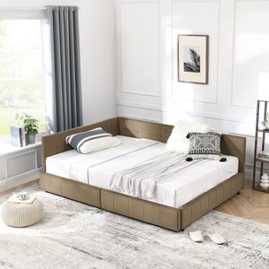 Letto contenitore matrimoniale trapuntato con schienale e braccioli confortevoli, divano letto imbottito per camera da letto - Product Image 6