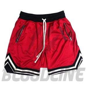 Shorts de sport décontractés pour hommes BLOODLINE, blancs, à cordon de serrage, avec poches zippées, imprimé par sublimation motif griffe, taille mi-haute - Product Image 4