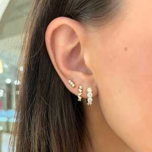 Multi Shape <b>Hoop</b> <b>Earrings</b> 10.7mm height Lab Grown Diamond Classic Push Back Huggies Fine Jewelry Manufacturer 10K 14K <b>Solid</b> Gold - Product Image 2