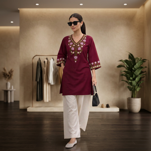 Kurti et pantalon pour femmes de qualité excellente, pour usage quotidien et festif, provenant d'un fournisseur et exportateur indien au prix de gros. - Product Image 1