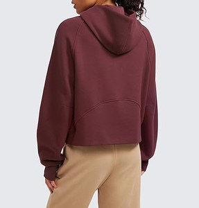 Quarter Zip <b>Up</b> Ladies Outdoor Fashion Wear Long Sleeve Hooded Crop Tops Athletic Sports Use Clothes Crop Hoodie Ladies - Product Image 2