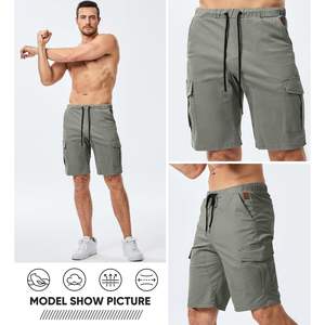 2025 <b>Men's</b> Casual Cargo <b>Shorts</b> Cotton Drawstring Stretch Twill Chino 6 Pockets Summer Beach Style Woven 2XL Size Logo - Product Image 6