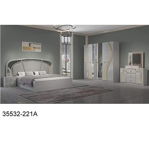 Juego de dormitorio moderno 35532-219B, muebles de madera tamaño completo con cabecero iluminado y armario con espejo - Product Image 6
