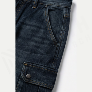 Men's Dark Wash Denim Straight-leg Jeans High Waist Regular Fit Cotton Solid Woven Utility Style Autumn <b>Winter</b> Summer Casual - Product Image 5