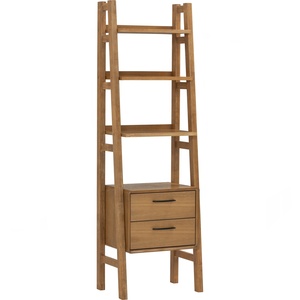 Sophisticated Natural Grain Light Walnut <b>Solid</b> <b>Wood</b> Open <b>Bookcase</b> for Minimalist Interior Decor Bedroom and Living Room - Product Image 1
