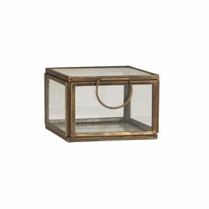 Square Glass Jewelry <b>Box</b> with Bronze Frame Storage Case for Rings Necklace <b>Vanity</b> Desk Use - Product Image 1