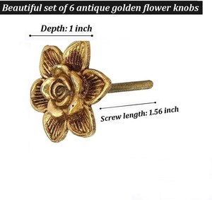 Poignée de tiroir en laiton en forme de fleur, finition dorée, design floral, poignée de meuble de style vintage, quincaillerie décorative - Product Image 6