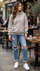 ONETEN APPARELS <b>Women's</b> <b>Navy</b> Blue Cropped Hoodie Wide Leg Joggers Set Full Sleeve Print Streetwear Tracksuit Loose Fit - Product Image 6