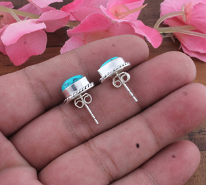 Boucles d'oreilles de luxe en turquoise, forme goutte d'eau, vintage, en argent sterling 925, faites à la main, coupe poire, pour fiançailles, mariage, anniversaire - Product Image 3