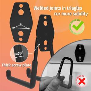 HUHOLE Juego de 4 Ganchos para Garaje de Aleación de Zinc con Acabado Negro - Product Image 2