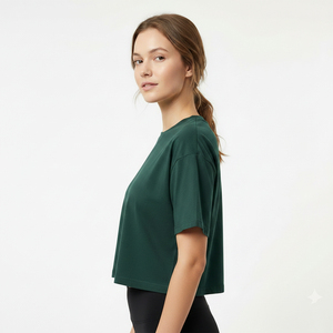 Women <b>Crop</b> <b>Top</b> T-Shirt Short Sleeve Boxy Cotton Oversized Streetwear Casual T Shirt Women Summer Wholesale OEM Custom - Product Image 4