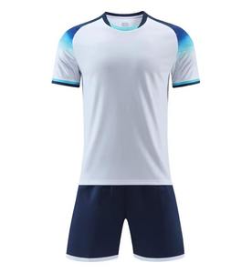 Conjunto de Uniforme de Fútbol Personalizado para Hombre, Blanco y Azul, Manga Corta, Transpirable, de Secado Rápido, Ropa Deportiva para Equipo - Product Image 2