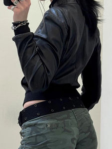 PU Faux Leather <b>Jacket</b> Women Slim Fit Fashion Zipper Casual Biker <b>Jackets</b> Outwear Female Tops Spring Autumn Leather Coat - Product Image 3