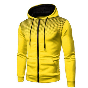 Sweat-shirt à capuche zippé blanc pour homme, coupe ajustée, motif à pois imprimé, décontracté, respirant, en polyester tricoté, pour l'automne - Product Image 4