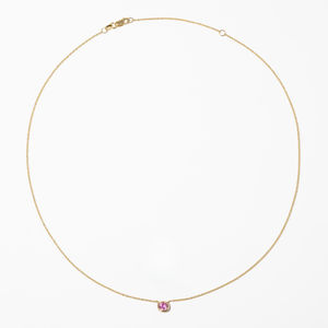 Collar con Colgante de Oro Amarillo de 14K con Zafiro Rosa Cultivado en Laboratorio de 0.50ct, Engastado en Bisel, Certificado por IGI, Joyería Fina para Mujer, Minimalista y Elegante - Product Image 1