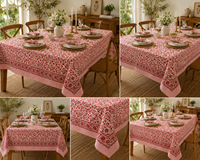 Nappe carrée moderne personnalisée, en coton de haute qualité, imprimée à la main en Inde, motif floral, écologique, lavable, durable et réutilisable