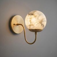 Applique murale moderne en laiton avec globe en marbre, luminaire mural intérieur, décoration de chambre, lampe personnalisée