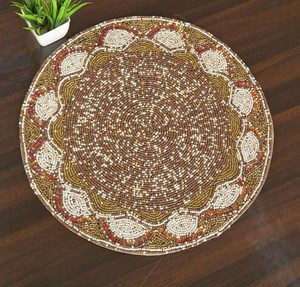 Camino de Mesa Artesanal Personalizable con Cuentas, de Poliéster/Algodón, Floral, Ecológico, Multicolor, Estilo Boho, para Decoración del Hogar - Product Image 3