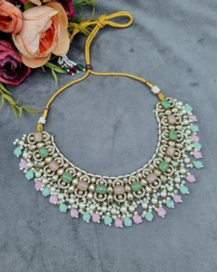 Radiant Cut Stone Choker Necklace <b>Set</b> With Matching Earrings And Mangtika Antique <b>Gold</b> Plated Fashion Ethnic <b>Jewellery</b> Wholesale - Product Image 2