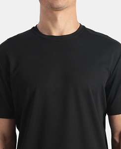 Men's <b>Black</b> O-Neck Short Sleeve <b>T</b>-<b>Shirt</b> Regular Fit Solid Color Casual Jersey Cotton <b>Plain</b> Dyed Design - Product Image 5