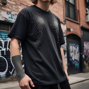 T-shirts graphiques personnalisés T-shirts imprimés pour hommes avec strass et diamant Sérigraphie Vintage 100% coton T-shirt pour hommes coupe ample - Product Image 2