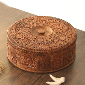Large Rustic <b>Wood</b> Storage Container With Hinged Lid and Front Clasp Classic Rectangle Design from India - Product Image 2